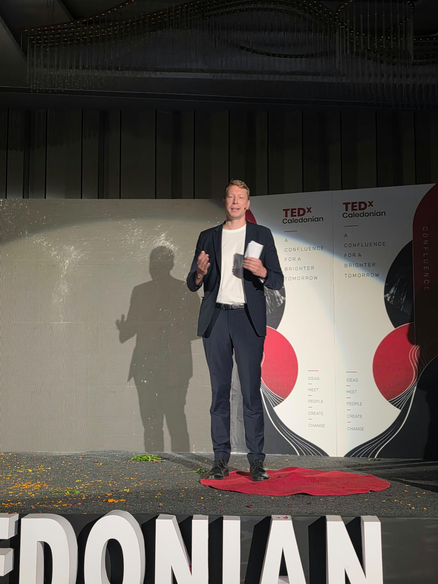 Ville Merinen on stage at TEDxCaledonian Intl School Youth in Pathankot, Punjab